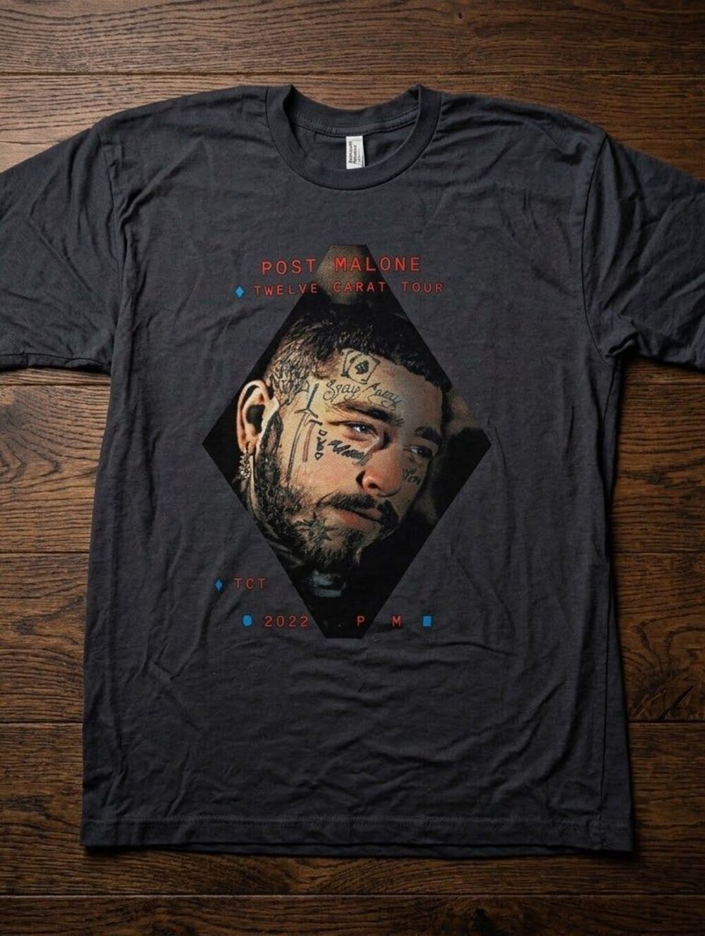 Post Malone Twelve Carat Tour 2022 Graphic T-Shirt Large Charcoal Rap Tee